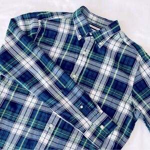 Old Navy, Slim Fit Men’s Dress Shirt, Size Small, Blue/Green Plaid